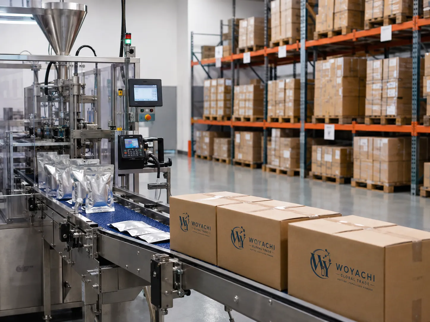 WYC packaging line and storage shelving